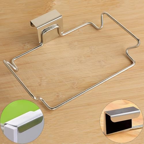 Large Stainless Steel Trash Bag Holder for Kitchen Cabinets Doors and Cupboards, Under Sink, Garbage Bag Dispenser, Kitchen Waste Can, Trash Cans - Image 4