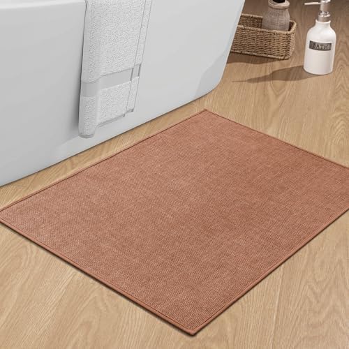 chakme Bathroom Rugs Mat 36x24, Ultra Thin Non Slip Bath Mat Large Quick Dry Absorbent Bath Mat for Bathroom, (Dark Pink, 36"x24") by CHAKME