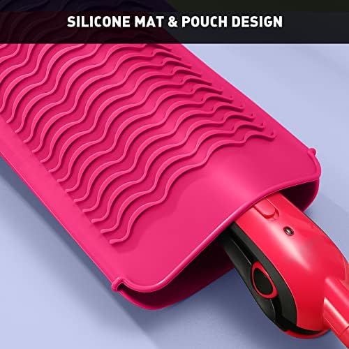 ZAXOP Heat Resistant Silicone Mat Pouch for Curling Irons & Flat Irons, 2-in-1 Travel Case & Cooling Pad for Hot Tools, Anti-Slip Countertop Protector, Pack Instantly Without Waiting to Cool(Hotpink) - Image 3
