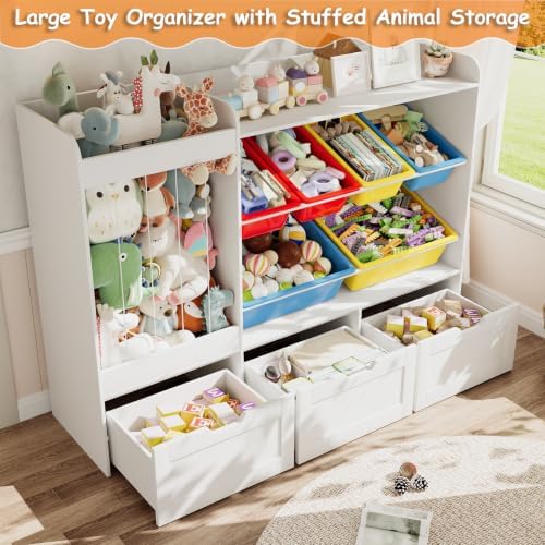 VontinT 50.6" W Toy Storage with Large Toy Bins & Rolling Drawers, Wooden - Image 4