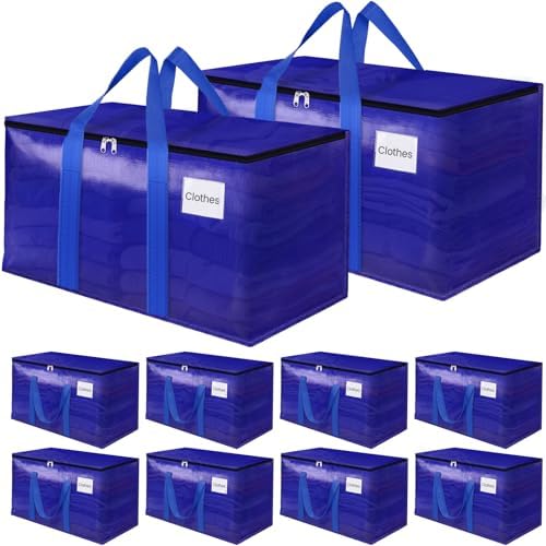 FabSpace 10 Pack Moving Storage Bags Heavy-Duty with Zippers for Clothes by Fabspace