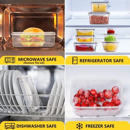 34 PCS Food Storage Containers Set with Airtight Lids (17 Lids &17 Containers) - BPA-Free Plastic Food Container for Kitchen Storage Organization, Fruit Meal-prep Containers with Labels & Marker - Image 6