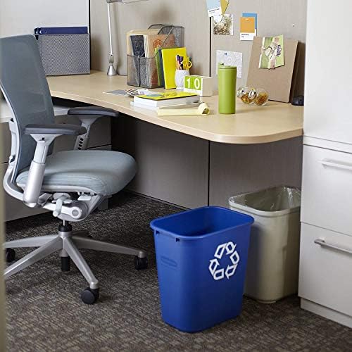 Rubbermaid Commercial Products Deskside Recycling Can, 7-Gallon/28-Quart, Blue Recycling Symbol, Plastic, for Bedroom/Bathroom/Office/Under Desk/Sink, Pack of 4 - Image 6