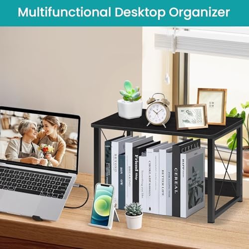 ELITEROO Desktop Printer Stand with Storage, Table Stand Small Desk Shelves - Image 5