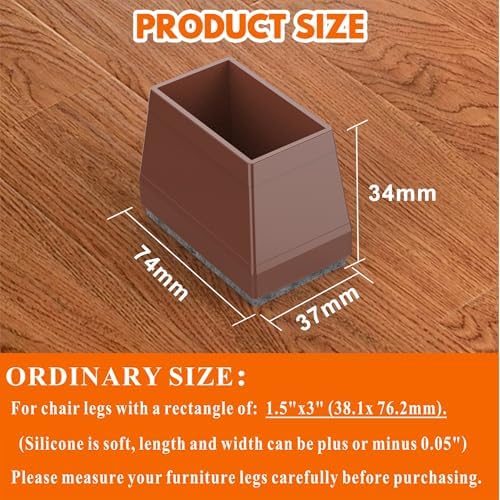 Rectangle Chair Leg Protectors for Hardwood Floors,(Brown,1.5 x 3) - Image 2