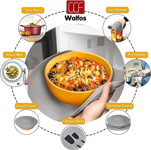 Walfos Silicone Microwave Mats, Heat Resistant Multi-Purpose Microwave Trivet Mat, Non-Slip Hot Pads, BPA Free Silicone Mats for Microwave, Oven, Hot Pan, Pot (Grey) - Image 3