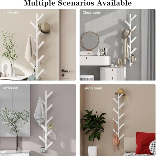 Vlush Wall-Mounted Coat Racks, 2 Pack 9 Hooks, White Coat hooks - Image 3