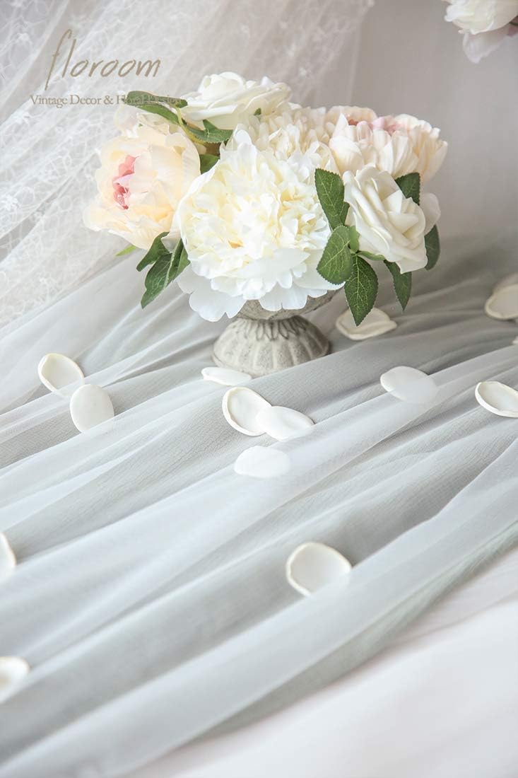 Floroom 500pcs Rose Petals Ivory Faux Silk Flower Petals for Wedding Flower Girl Basket White Aisle Scatter Dinner Table Centerpieces Party Confetti Bridal Shower Romantic Night Decoration