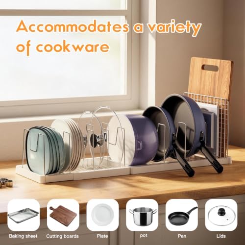 seasky 2-Pack Expandable Pots Pans Lid Organizer Under Cabinet 24 Dividers - Image 5