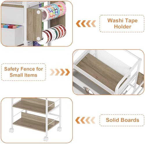 Rolling Wrapping Paper Storage Cart Organizer White - Image 4