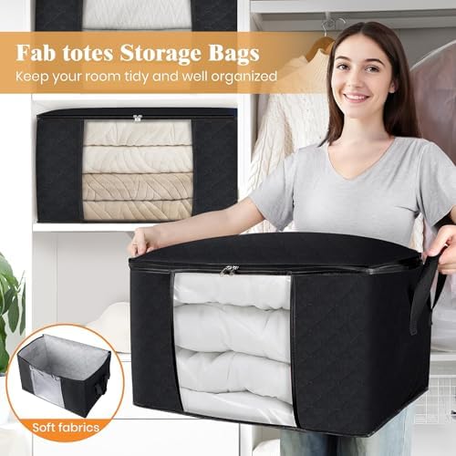 Fab totes 3 Pack Storage Bags for Clothes Blanket Storage Bins with Lids - Image 5