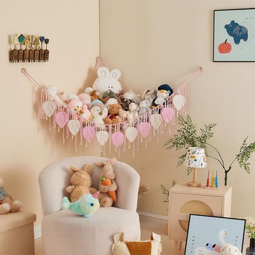 Pretty Jolly Stuffed Animal Hammock with Leaf Beads and Tassels - Image 4