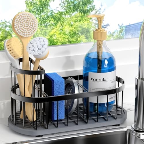 Sink Caddy Sponge Holder for Kitchen with Stone Drying Mat & Brush Holder by HOKEMOM