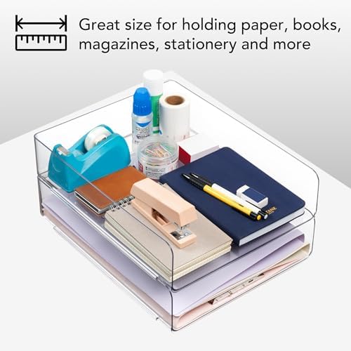 Tiawudi Desk Organizer, Clear Office Organization and Storage, Plastic Letter Tray, Stackable File Organizer for Classroom, Home, Documents, Notes, Folders, Books and Pens, 4 Tier - Image 5