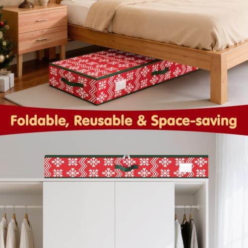Wrapping Paper Organizer Storage for Christmas, Wave and Snowflake/Red - Image 6