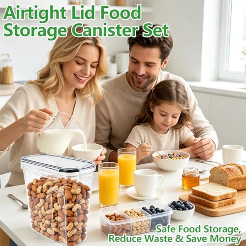 4pcs 4L Airtight Plastic Canisters, Kitchen Pantry Dry Food Storage - Image 7