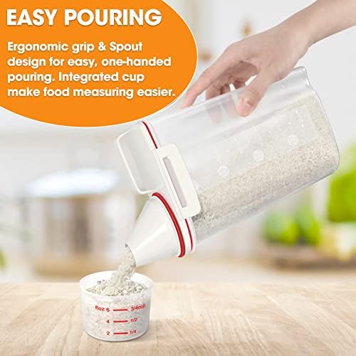 TBMax Rice Storage Container, Airtight Cereal Container Dispenser with Pourable Spout + Measuring Cup, BPA Free Plastic Storage Bin for Pantry Organization and Storage - Image 2