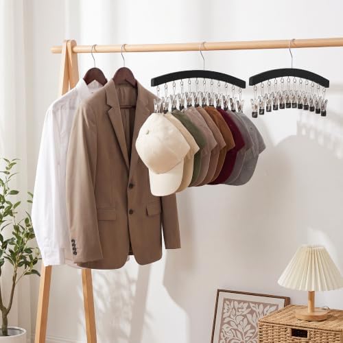 StorageWorks Hat Hanger 2 Pack, Black Cap Organizer Rack with 12 Clips - Image 6
