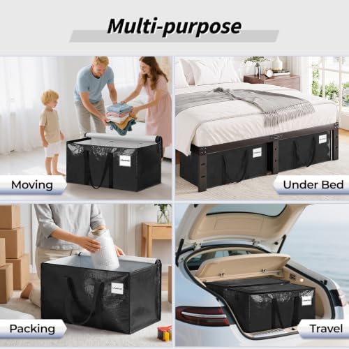 ukeetap 16 Pack Extra Large Clothes Storage Bins with Lids, Black - Image 6