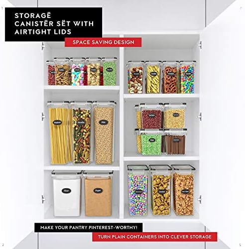 DWËLLZA KITCHEN Airtight Food Storage Container Set - 8 Pieces 1.4L - Plastic BPA Free Kitchen Pantry Storage Containers with Lids - Dishwasher Safe - Include 8 Labels - Keeps Food Fresh & Dry - Image 2