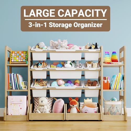 Toy Storage Organizer with 6 Bookshelf, 9 Bins and 2 Drawers - Image 3