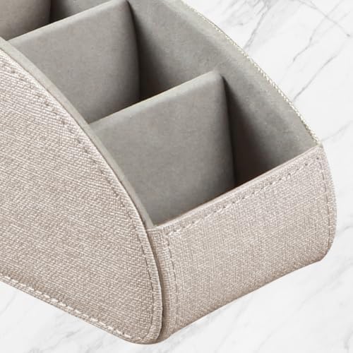 Remote Control Holder PU Leather TV Remote Caddy for Table 5 Compartments - Image 6