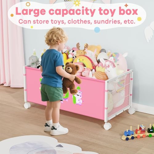 JBBTOOL Large Toy Box, Toy Storage Organizer for Kids, Toy Chest for Toddlers with 360° Wheels, Toybox for Living Room, Oxford Cloth Toy Box for Boys, Girls, Stuffed Animals, Clothes - Image 4