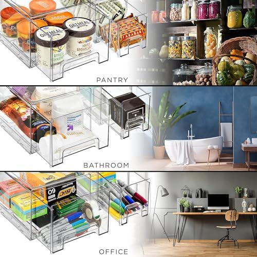 Sorbus Clear Stackable Storage Drawers with Pull-Out Bins (Medium, 4 Pack) - Image 5