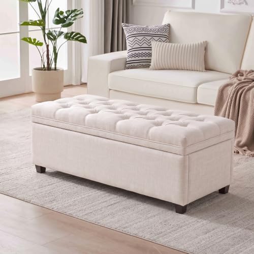 Mangodan 43 Inch Storage Ottoman, Tufted Ottoman with Storage by Mangodan