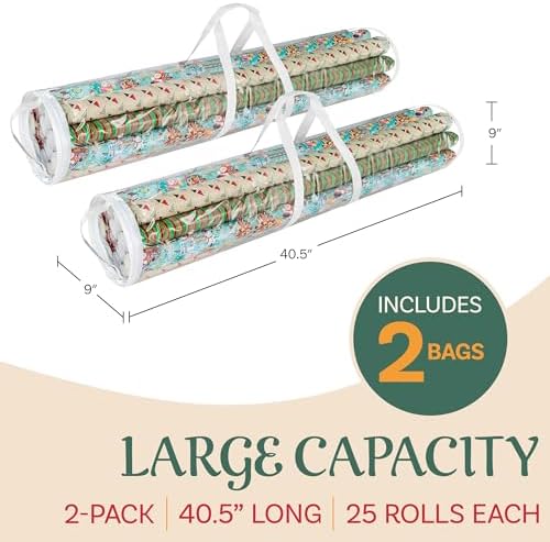 Elf Stor Wrapping Paper Storage Bags, Clear, Set of 2, 9” x 40.5” - Image 2