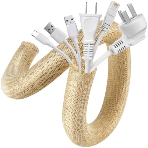 AGPTEK Cable Management Sleeve, 2 Pack 5ft - 1.2 inch Cord Hider,Wood Color by AGPTEK