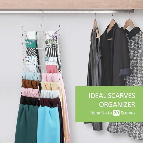 Metal Scarf Hanger, Hanging Scarf Organizer for Closet, Holds 40 Scarves - Image 2