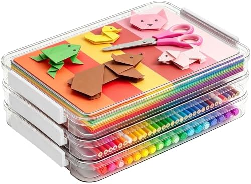 Citylife 3Packs Scrapbook Paper Organizer, Stackable Clear Organizer by CITYLIFEHomeOrganization
