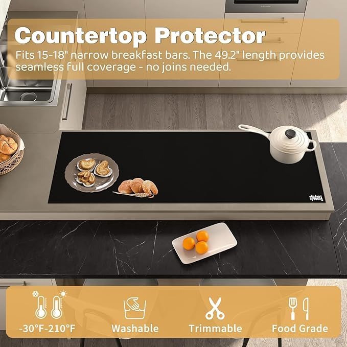 49.2" x 15.7" Large Silicone Mat for Kitchen Counter Protector, Cuttable - Image 3