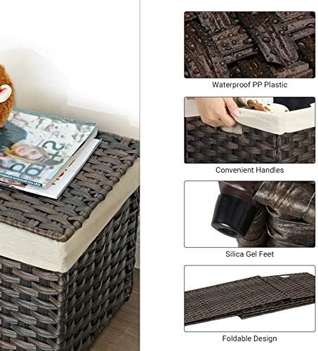 SONGMICS Woven Storage Basket with Lid, 17.2 Gallon (65L), Foldable - Image 6