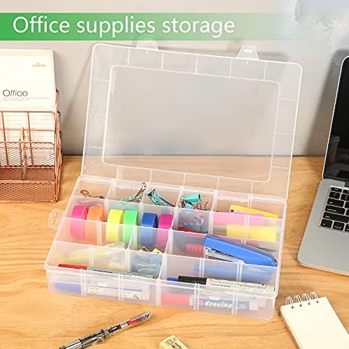Gbivbe Large 24 Grids Plastic Organizer Box Adjustable Dividers,Clear Storage Box for Jewelry, Art DIY Crafts, Washi Tapes, Beads and Small Parts(3 Pack) - Image 7