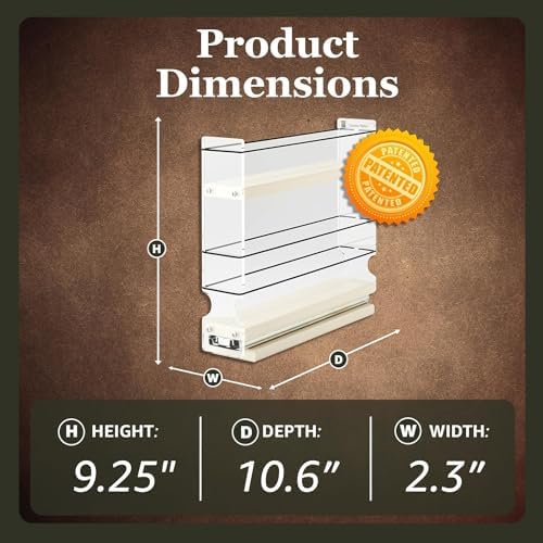 Vertical Spice Narrow Spice Rack -Sliding Spice Jars Organizer - Pantry Organizers & Storage - Slide Out Drawers for Kitchen Cabinets -Seasoning Caddy (2.3" W x .9.25" H x 10.6"D, Partially Assembled) - Image 2