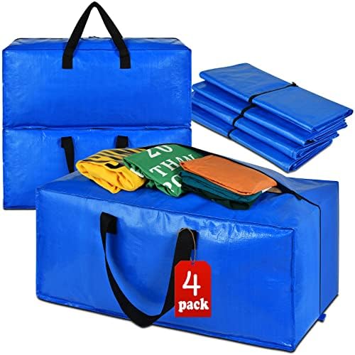 Heavy Duty Extra Large Blue Moving Bags with Strong Zipper Backpack Handles by ACNUSIK