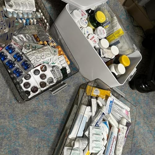 funest 4- Tier Medicine Storage Box Organizer Portable First Aid kit Box Sewing, Art, Craft with Handle, Multipurpose Medical Supply Organizer with Removable Tray - Image 2