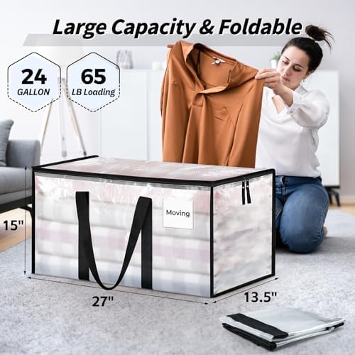 ukeetap 8 Pack Extra Large Clothes Storage Bins with Lids, Clear - Image 2