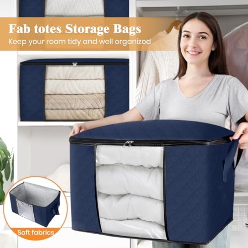 Fab totes 90L Clothes Storage, Foldable Thick Fabric Blanket Storage Bags - Image 5