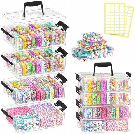 Stackable Bead Storage Organizer, 88 Small Plastic Containers with Lids, 4-Layer Clear Bead Organizer Box, 3 Sizes, Portable, for Jewelry and Crafts - Image 2