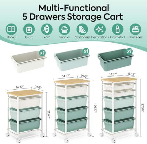 KINGBOARD Slim Rolling Cart with 3 Drawers, Metal Utility Storage Cart - Image 2