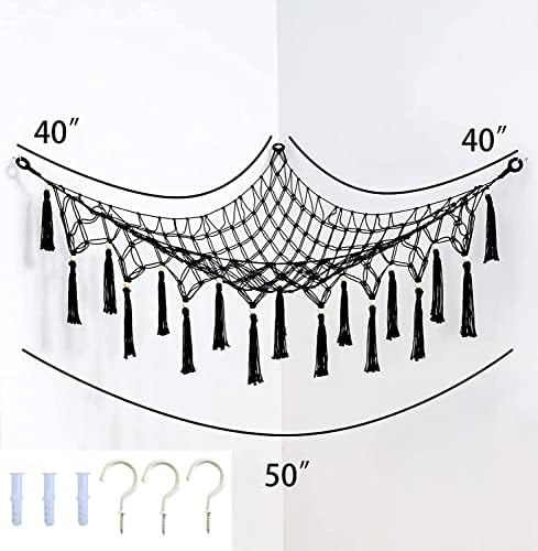 Large Stuffed Animal Net Toy Hammock with Tassel-Corner Hanging Net for Plush Toy Holder Boho Macrame Toy Display,Toy Storage Organizer for Kids Room, Nursery, Bedroom - Image 4