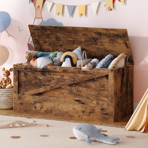 RALGEND Toy Chest, 39.4" Storage Chest with Drawer and Pull Handles - Image 4