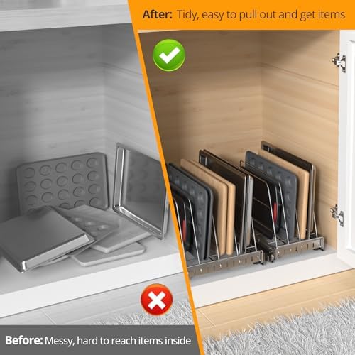 Pull Out Cabinet Organizer for Cutting Board, Cookie Sheet, Baking Sheet - Image 3