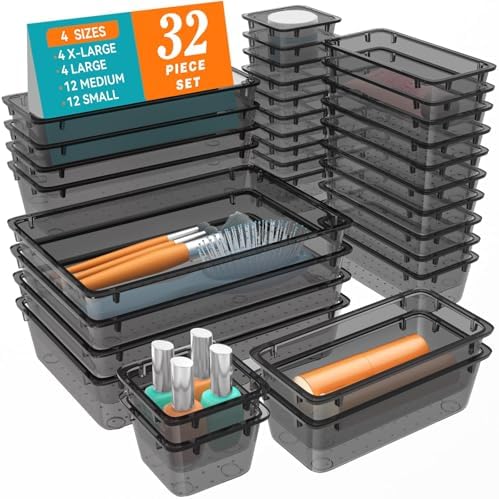 Drawer Organizer Set, Drawer Organization and Storage Containers, 32 PCS by WOWBOX