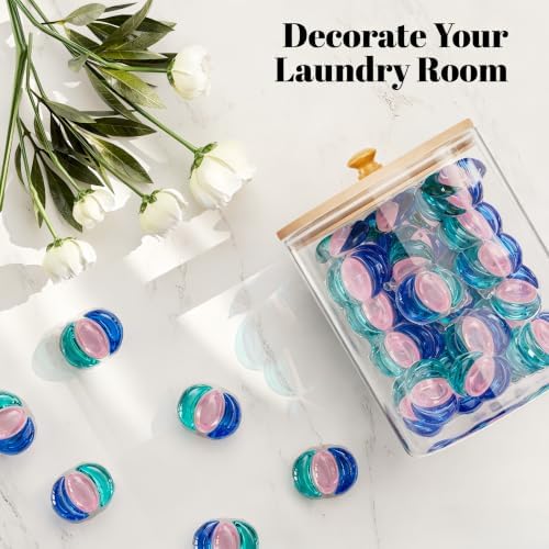 HomePekite Glass Laundry Pods Storage Container & Acrylic Dryer Sheet Holder, Laundry Room Organization and Storage, Detergent Powder Container, with Wooden Lids & Labels, 3+1 Pack - Image 4