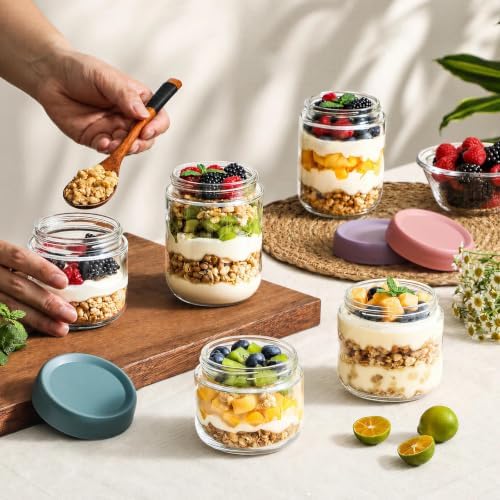 NETANY 12 Pack Overnight Oats Containers with Lids, 16oz & 10oz & 8oz Mason Glass Jars - Image 6