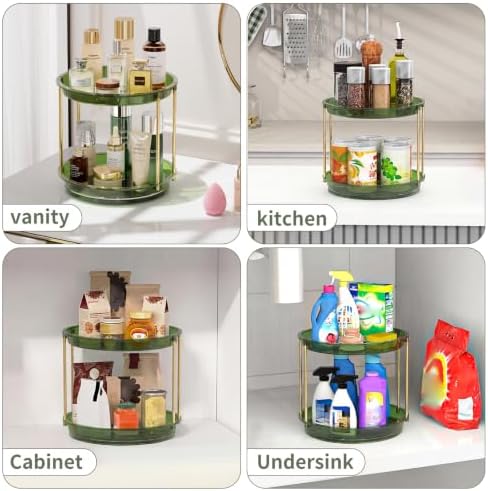 Rotating Makeup Organizer, Perfume Skincare Holder, 2 Tier 9 Inch, Green - Image 6